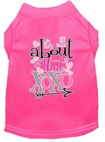 All about that XOXO Screen Print Dog Shirt Bright Pink XL