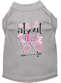 All about that XOXO Screen Print Dog Shirt Grey Lg