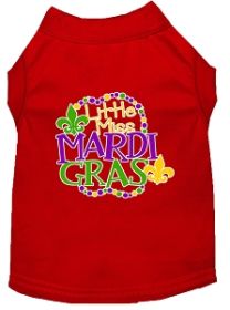 Miss Mardi Gras Screen Print Mardi Gras Dog Shirt Red Med