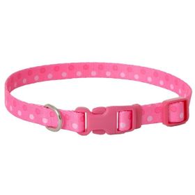 Pet Attire Styles Polka Dot Pink Adjustable Dog Collar - 8"-12" Long x 3/8" Wide