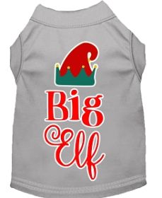 Big Elf Screen Print Dog Shirt Grey XXL