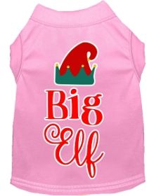 Big Elf Screen Print Dog Shirt Light Pink XXL