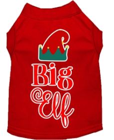 Big Elf Screen Print Dog Shirt Red XXL