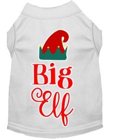 Big Elf Screen Print Dog Shirt White XXL