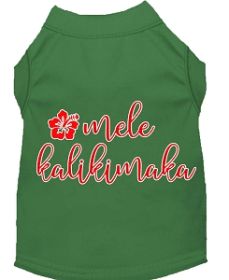 Mele Kalikimaka Screen Print Dog Shirt Green XXL