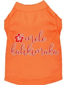 Mele Kalikimaka Screen Print Dog Shirt Orange XXL