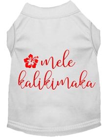 Mele Kalikimaka Screen Print Dog Shirt White XXL