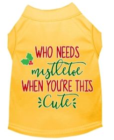 Who Needs Mistletoe Screen Print Dog Shirt Yellow XXL