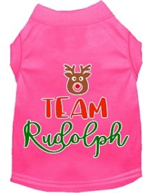 Team Rudolph Screen Print Dog Shirt Bright Pink XXL