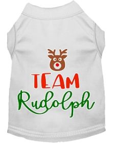 Team Rudolph Screen Print Dog Shirt White XXL