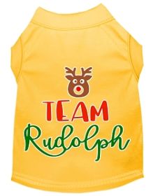 Team Rudolph Screen Print Dog Shirt Yellow XXL