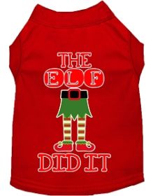 The Elf Did It Screen Print Dog Shirt Red XXL