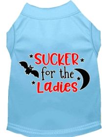 Sucker for the Ladies Screen Print Dog Shirt Baby Blue XXL