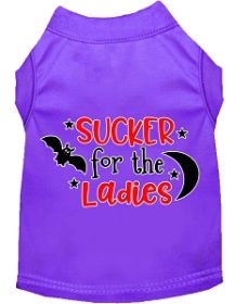 Sucker for the Ladies Screen Print Dog Shirt Purple XXL