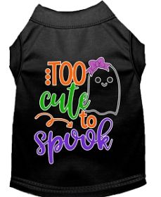 Too Cute to Spook-Girly Ghost Screen Print Dog Shirt Black XXL