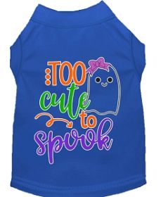 Too Cute to Spook-Girly Ghost Screen Print Dog Shirt Blue XXL