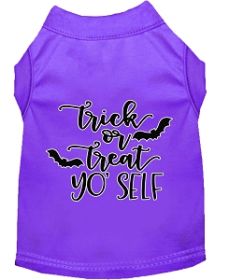 Trick or Treat Yo' Self Screen Print Dog Shirt Purple XXL