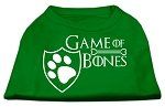 Game of Bones Screen Print Dog Shirt Green XXXL