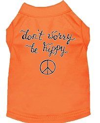 Be Hippy Screen Print Dog Shirt Orange XXXL