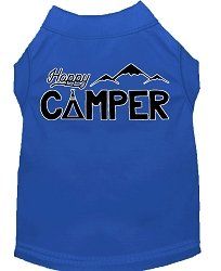 Happy Camper Screen Print Dog Shirt Blue XXXL