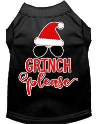 Grinch Please Screen Print Dog Shirt Black XXXL