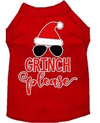 Grinch Please Screen Print Dog Shirt Red XXXL