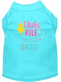 Chicks Rule Screen Print Dog Shirt Aqua XXXL