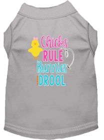 Chicks Rule Screen Print Dog Shirt Grey XXXL