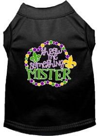 Throw me Something Screen Print Mardi Gras Dog Shirt Black XXXL