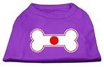 Bone Shaped Japan Flag Screen Print Shirts Purple XS