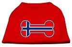 Bone Shaped Norway Flag Screen Print Shirts Red XS