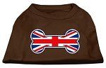 Bone Shaped United Kingdom (Union Jack) Flag Screen Print Shirts Brown XS