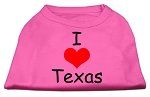 I Love Texas Screen Print Shirts Bright Pink XS