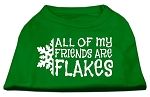 All my Friends are Flakes Screen Print Shirt Emerald Green XS