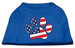 Patriotic Paw Screen Print Shirts Blue XS