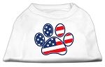 Patriotic Paw Screen Print Shirts White XS