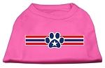 Patriotic Star Paw Screen Print Shirts Bright Pink XS