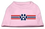 Patriotic Star Paw Screen Print Shirts Light Pink XS