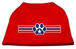 Patriotic Star Paw Screen Print Shirts Red XS