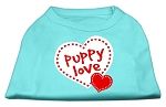 Puppy Love Screen Print Shirt Aqua XS