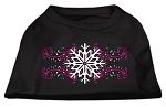 Pink Snowflake Swirls Screenprint Shirts Black XS