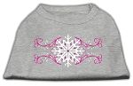 Pink Snowflake Swirls Screenprint Shirts Grey XS