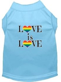 Love is Love Screen Print Dog Shirt Baby Blue XS