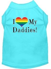 I heart my Daddies Screen Print Dog Shirt Aqua XS