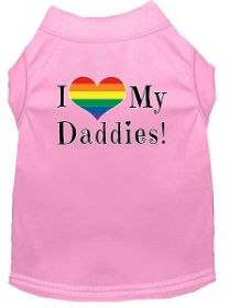 I heart my Daddies Screen Print Dog Shirt Light Pink XS