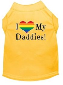 I heart my Daddies Screen Print Dog Shirt Yellow XS