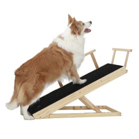 Tall Adjustable Pet Ramp;  Folding Portable Wooden Dog Cat Ramp with Safety Side Rails;  Non-Slip Paw Traction Surface Dog Step for Car;  SUV;  Bed;