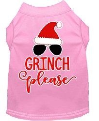 Grinch Please Screen Print Dog Shirt Light Pink Lg