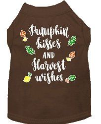 Pumpkin Kisses Screen Print Dog Shirt Brown XXL