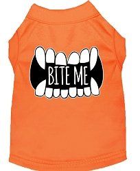 Bite Me Screen Print Dog Shirt Orange XXL